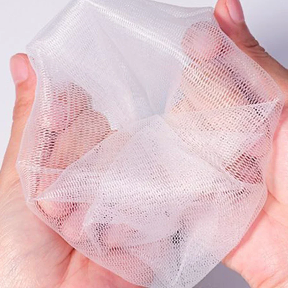 5pc Portable Hangable Handmade Soap Saver Bag Bath Shower Travel Foaming Mesh Net Cleaning Delicate Foam Net Back Scrubbers 5