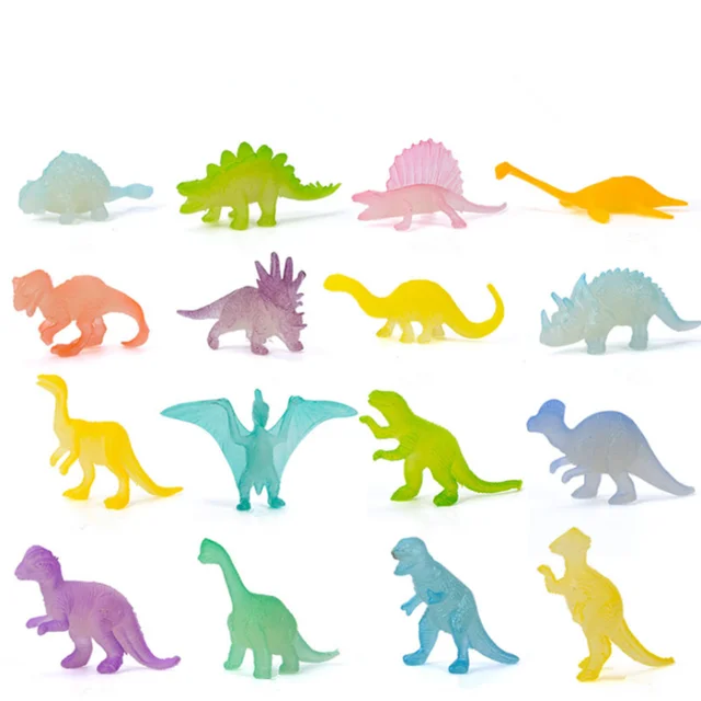 16pcs Luminous Mini Dinosaur Model Toy Plastic Glow in the Dark Decoration Children Boy Gift 1