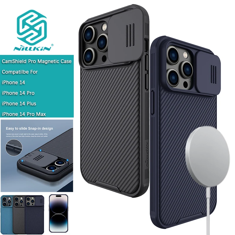 

Чехол для телефона Nillkin для Apple iPhone 15 Pro Max/15 Plus/15 Pro/15 CamShield Pro, Магнитный чехол для объектива, раздвижная Защитная крышка с окошком