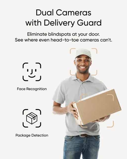 eufy Security Video Doorbell E340 Dual Cameras with Delivery Guard 2K Full HD Color Night Vision Wired or Battery Powered 3