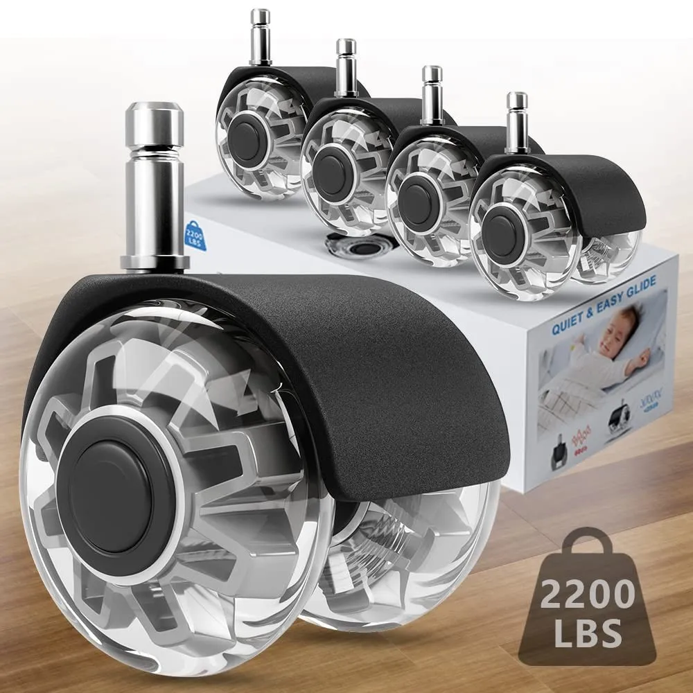 (Set of 5) Office Chair Wheels Replacement 2 Inch M10 Heavy Duty Caster Wheels Quick & Quiet Rolling Chair Casters