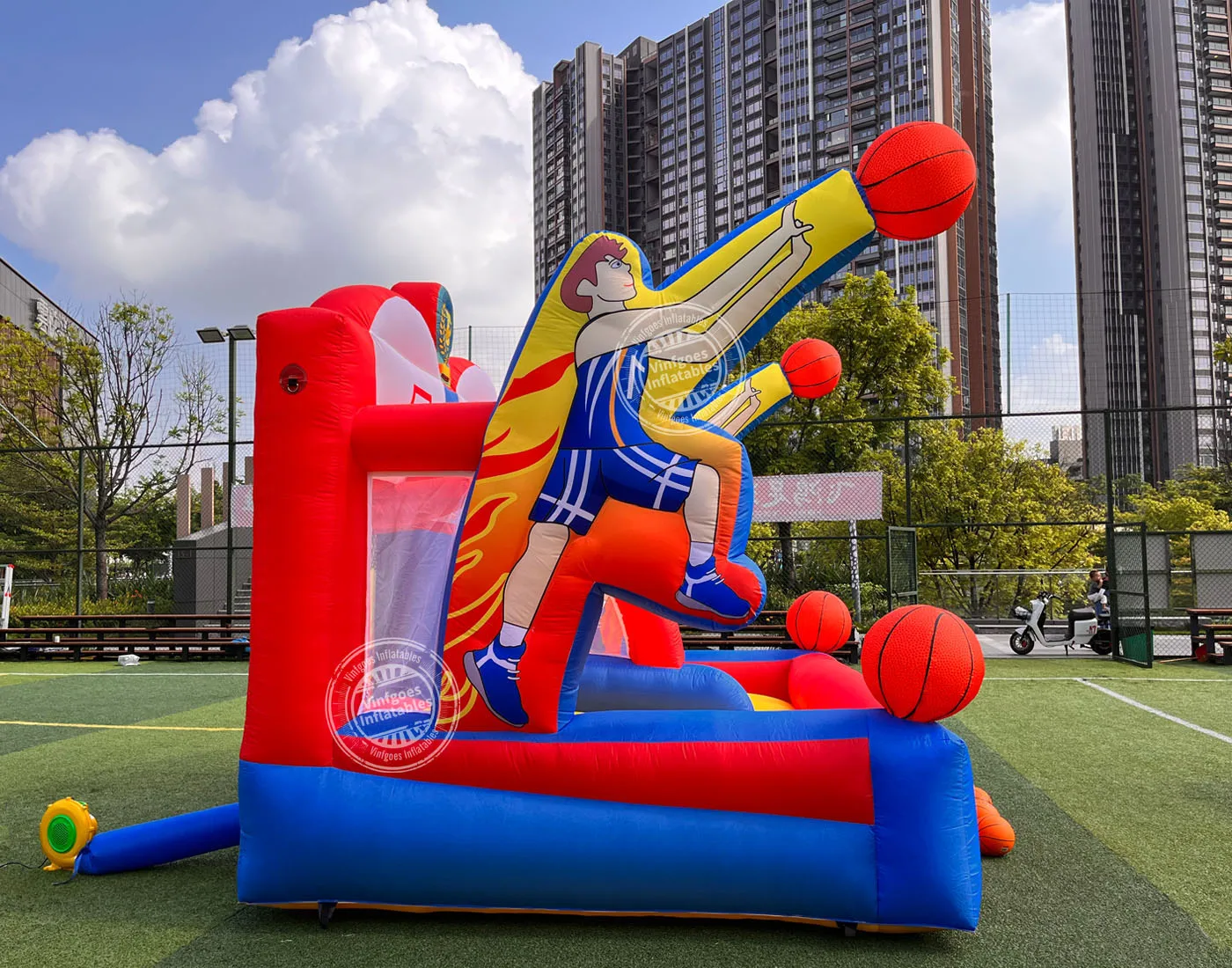 High Quality Inflatable Basketball Game Popular Inflatable Bungee Run Basketball Hoop Toss Game