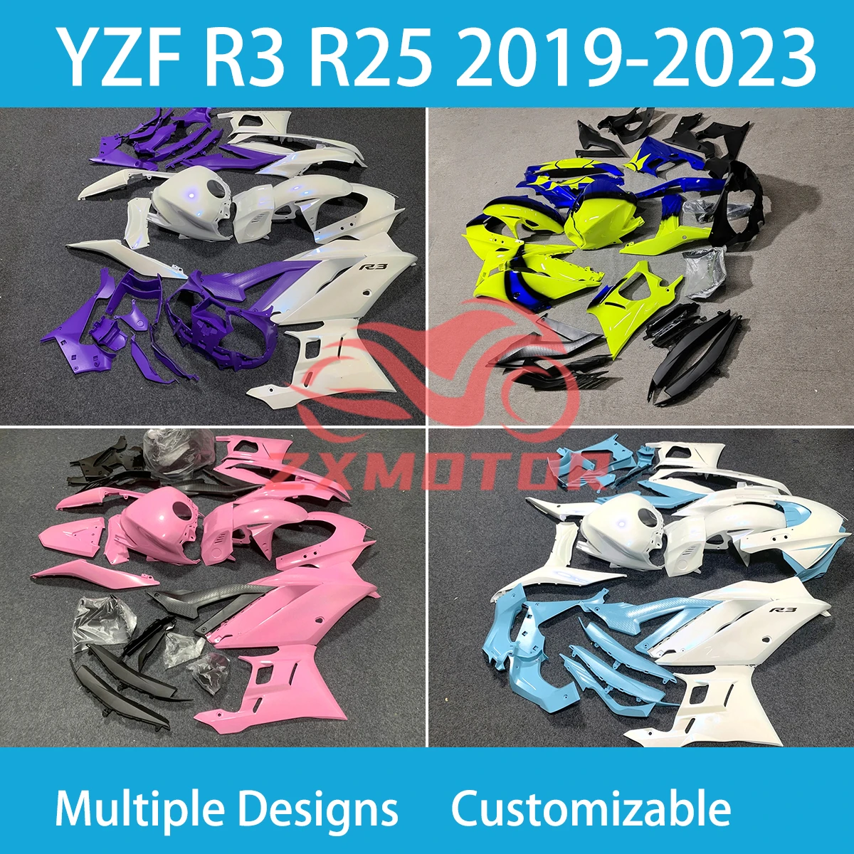 

Обтекатели YZF R3 19 20 21 22 23 мотоциклетный комплект премиум обтекателей на заказ для YAMAHA YZFR3 R25 2019 2020 2021 2022 2023