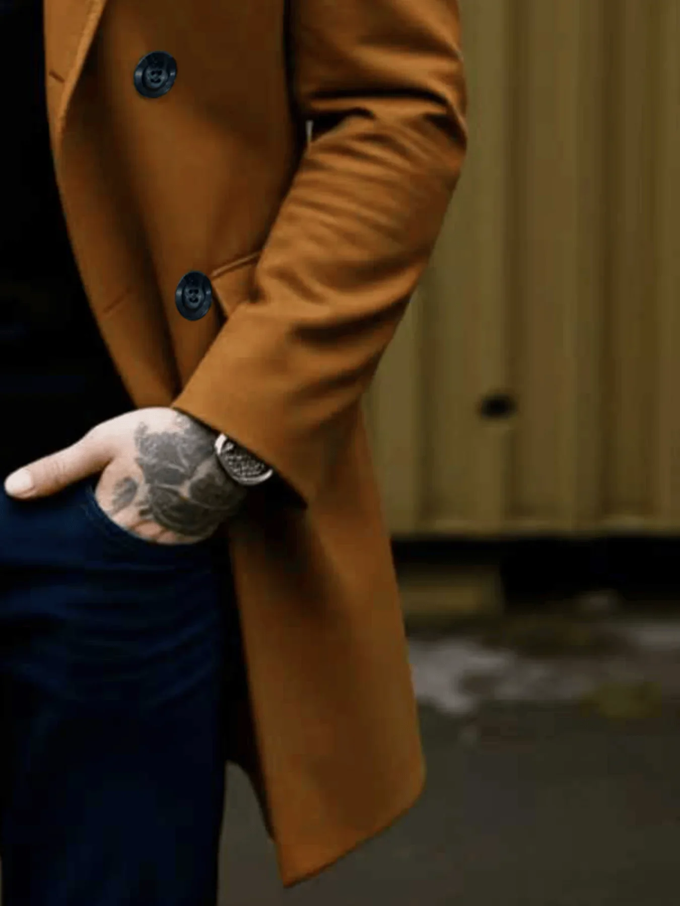 معطف صوفي أنيق شتوي للرجال معطف سادة دافئ وأنيق لل...