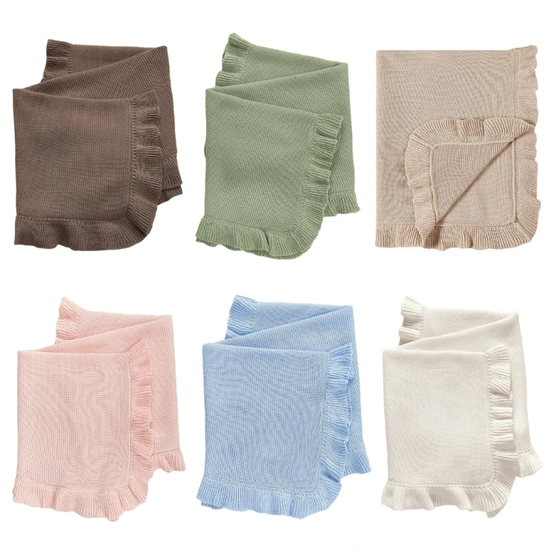 Baby Blanket for Newborns Cotton Ruffle Knitted Wrap Towel Soft and Breathable Bed Blanket for Autumn Winter 75x95cm 6