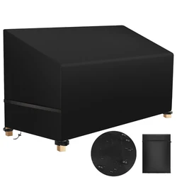 Durable Waterproof Garden Bench Cover - Heavy Duty Oxford Fabric for 3 - Seater Outdoor Furniture (Upgraded Black)