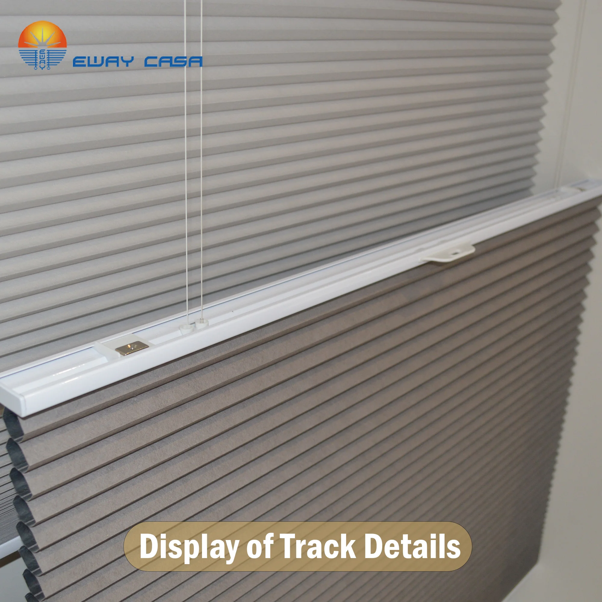 Dual Motor Smart Honeycomb Shades Day & Night Light Control Detail Rail Detail