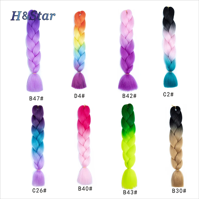 H&STAR 24 Inch Synthetic Jumbo Braids  Braiding Hair Accessories Braids Extensions 100G/Pack Women  for DIY Hair Alororo