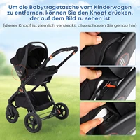 Poussette bébé 3 en 1, combinaison Isofix, systèmes de voyage avec siège bébé, taille I, nacelle, siège auto pliable et réglable 4