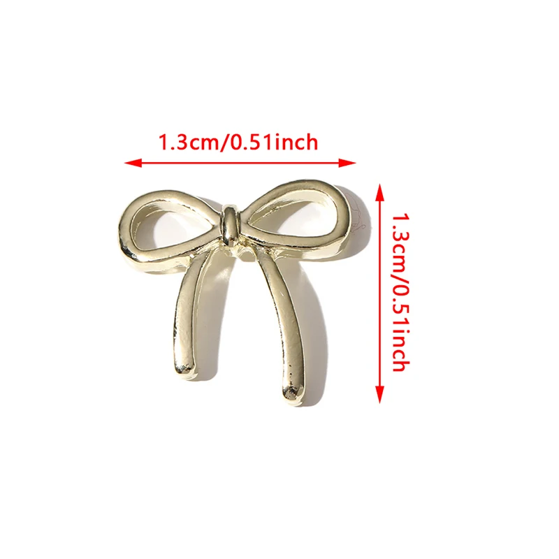 10pcs Bow Deco Nail Art Charm 3D Silver/Gold Bowknot Ribbon Nail Decor Parts DIY Luxury Manicure Accessories 6