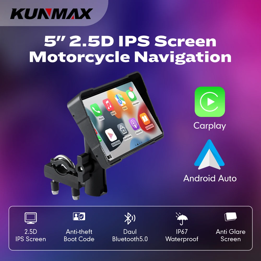 5inch GPS SatNav Motorcycle Straight MICRO USB Powered 19mm Yoke Mount (sku 14058)