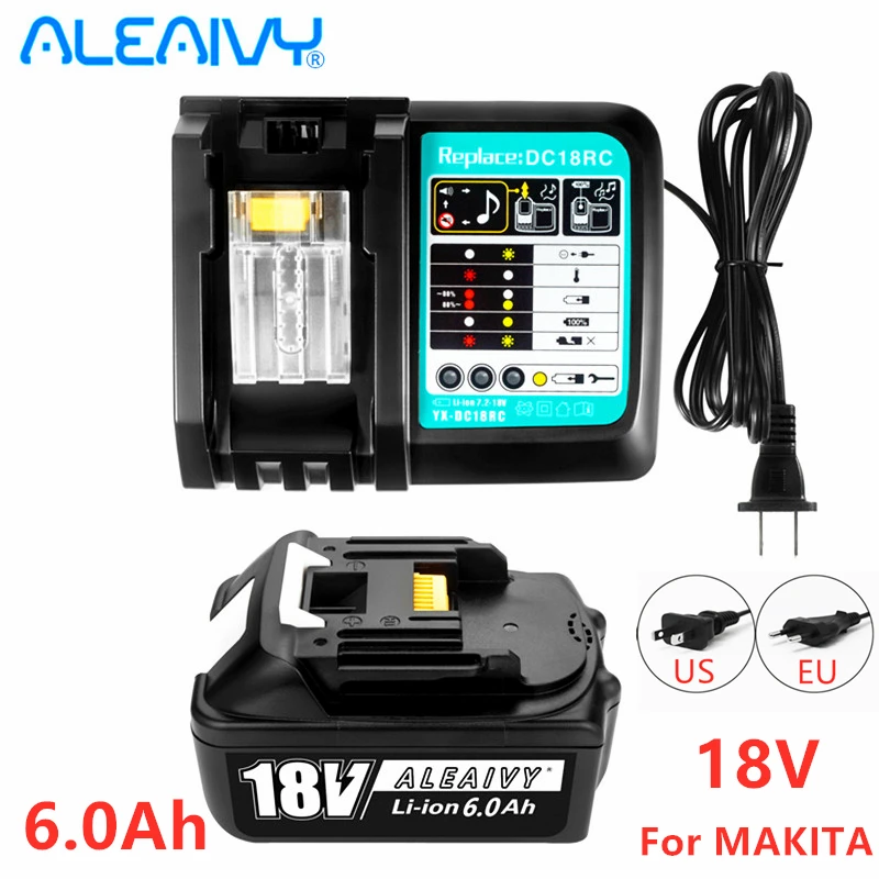 

Новый перезаряжаемый аккумулятор BL1860 18 в 6000 мАч литий-ионный аккумулятор для Makita 18 В батарея BL1840 BL1850 BL1830 BL1860B + зарядное устройство Makita