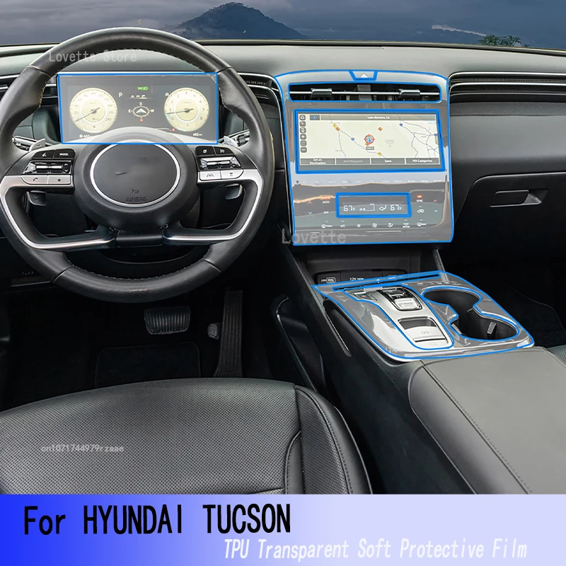

For HYUNDAI TUCSON(2021-2022) Car Interior Gearpanel Dashboard Gps Navigation Screen Transparent TPU Protective Film