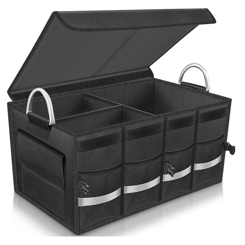 

Car Trunk Storage Bag Black SUV Trunk Large Capacity Portable Multi Compartment Storage Box Car Interior Accessories