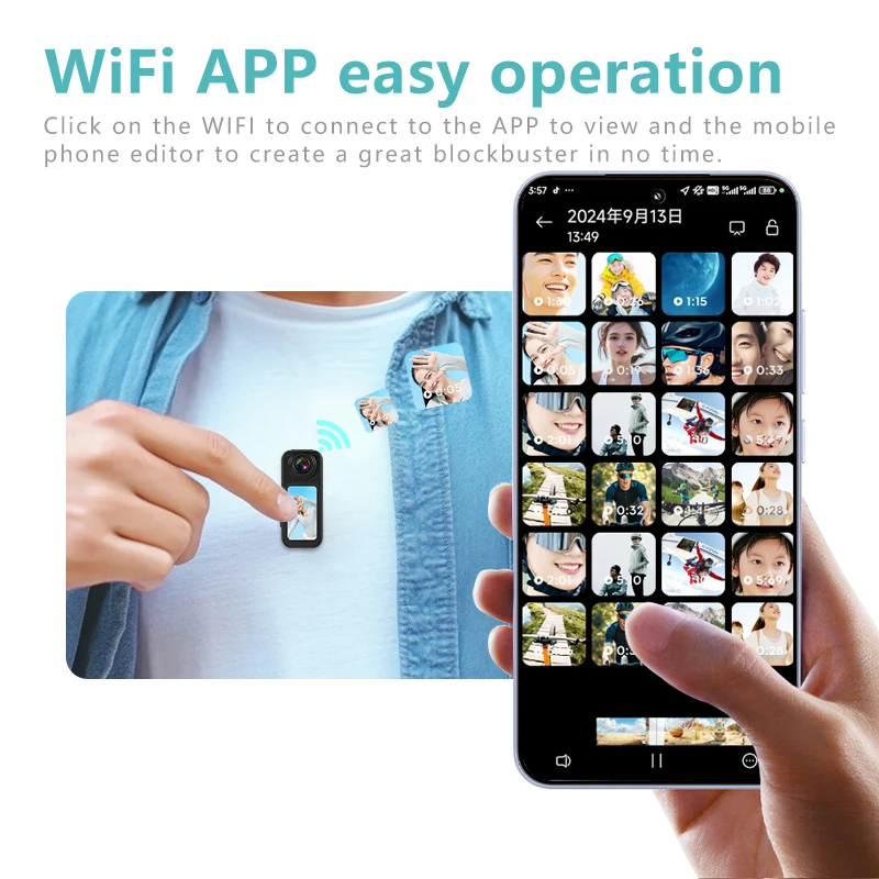 Small Action Camera Sports Cam Bodycam Rotating Lens Go WiFi Digital Pro Video Runcam Instant for Hero 10 11 12 13 Photography