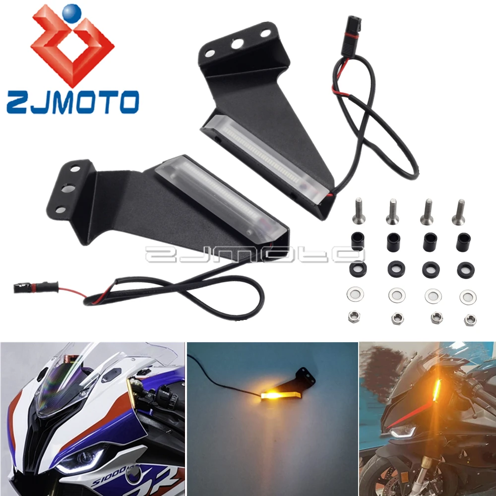 

Мотоциклетный светодиодный передний поворотный сигнальный фонарь, водонепроницаемый индикатор, желтый направленный мигающий фонарь для BMW S1000RR 2019-2022
