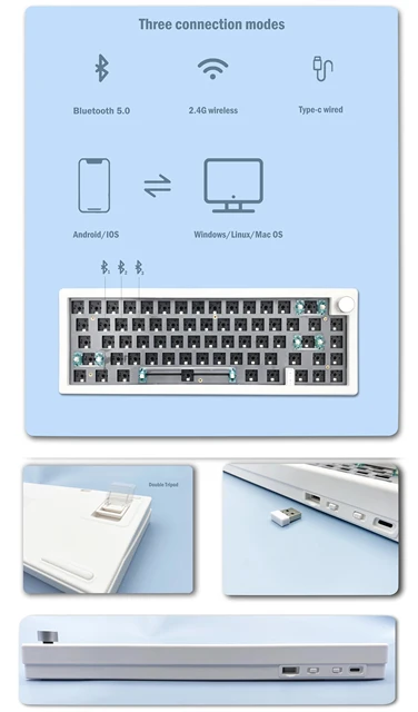 ZUOYA GMK67 customized Mechanical keyboard kit hot-swappable Bluetooth 2.4G Wireless RGB Backlit Gasket Structure keyboard 3-mod 6