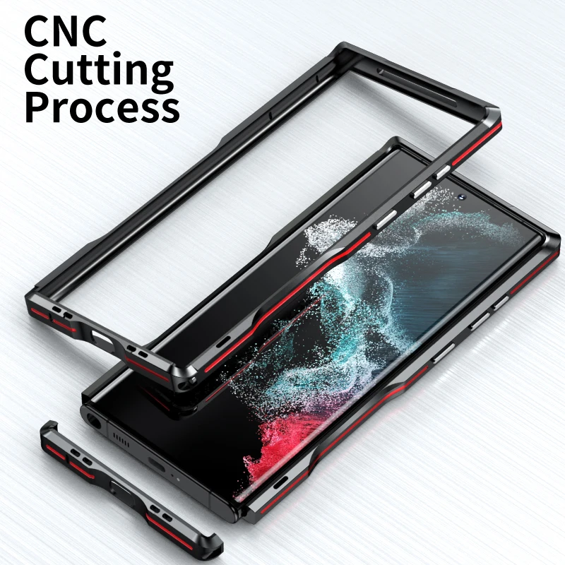 Luphie Cases For Samsung Galaxy S22 S21 Ultra Plus S21 Shockproof Armor Metal Bumper Irregularly Aluminum Cover Case