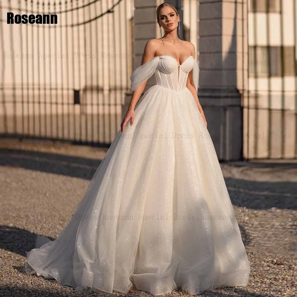 A-line Wedding Dresses Draped Pleat Off-The-Shoulder 2024 New Sleeveless Bride Dresses Brush Train Floor Length robe de mariée 4