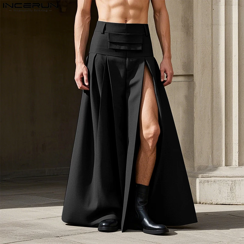 American Style Split Pleated Half Body Skirt