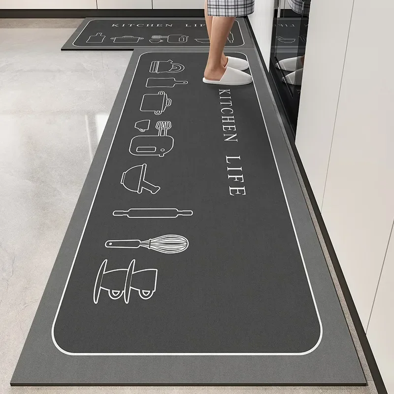 Mat for Kitchen Pvc Waterproof Carpet Anti-slip Home Decoration Area Rug Leather Entrance Doormat Alfombra De Cocina 주방 깔개 2