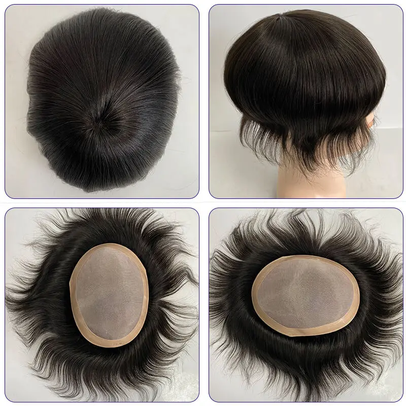 Toupee For Men Mono And Npu Base Male Hair Prosthesis Natural Human Hair Exhuast Systems Durable Men\'s Wigs Hairpieces Capillary
