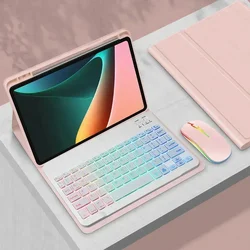Bluetooth Backlit Keyboard Cover with Protective Case for Japanese (Pink and Mouse)
