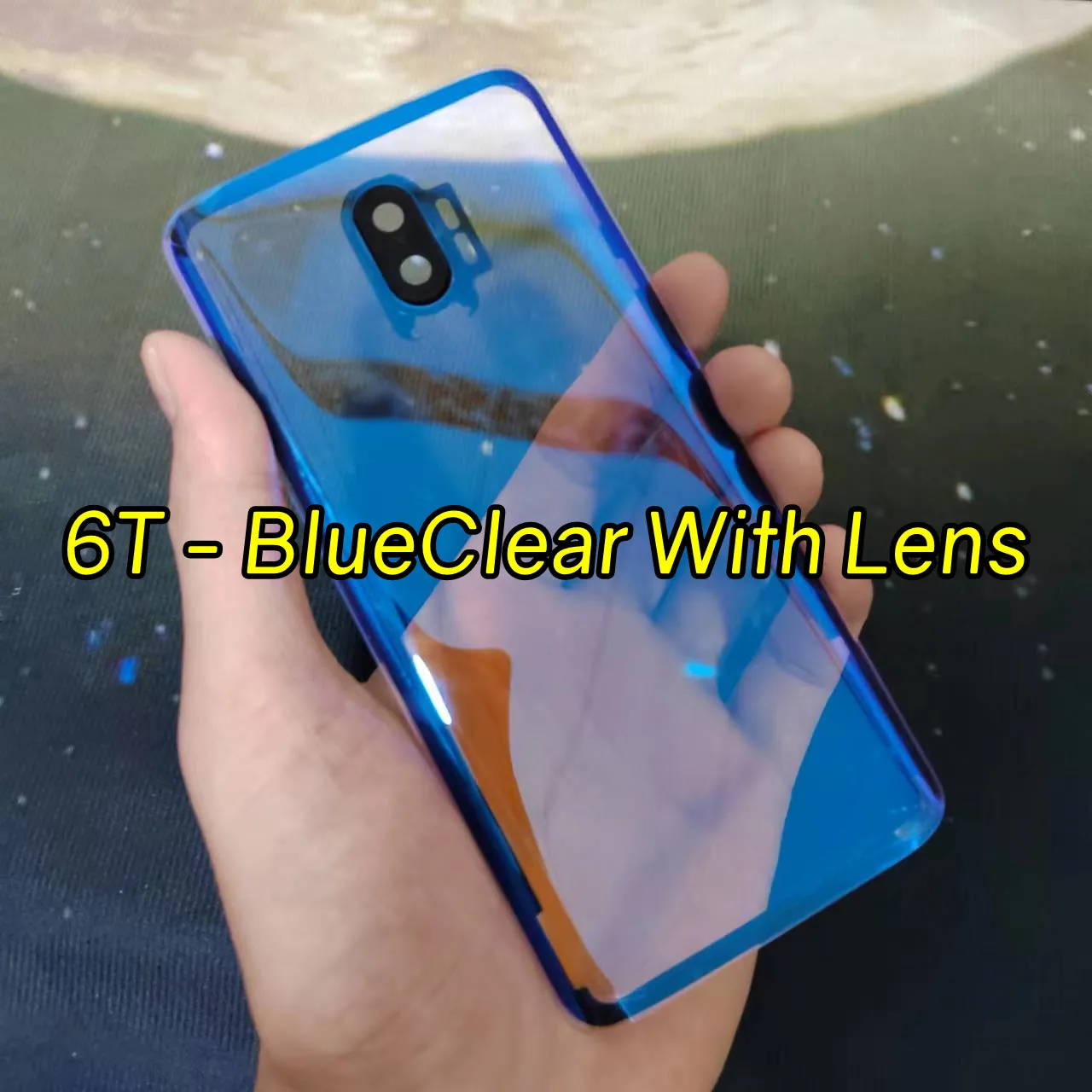 Sleek Transparent Glass Back Cover with Camera Lens and Adhesive Sticker