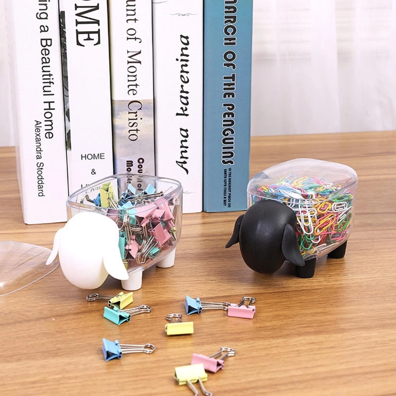 Desktop Storage Kit Cartoon Cosmetic Pads Holder Dispener with Removable Lid for Dental Flossers Makeup Paper Clamp Cotton Swabs Binder Ring