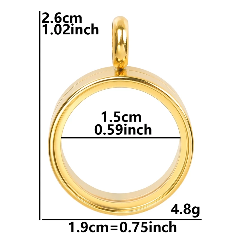 High-Quality Stainless Steel Round Glass Coin Bezel Photo Locket Pendant