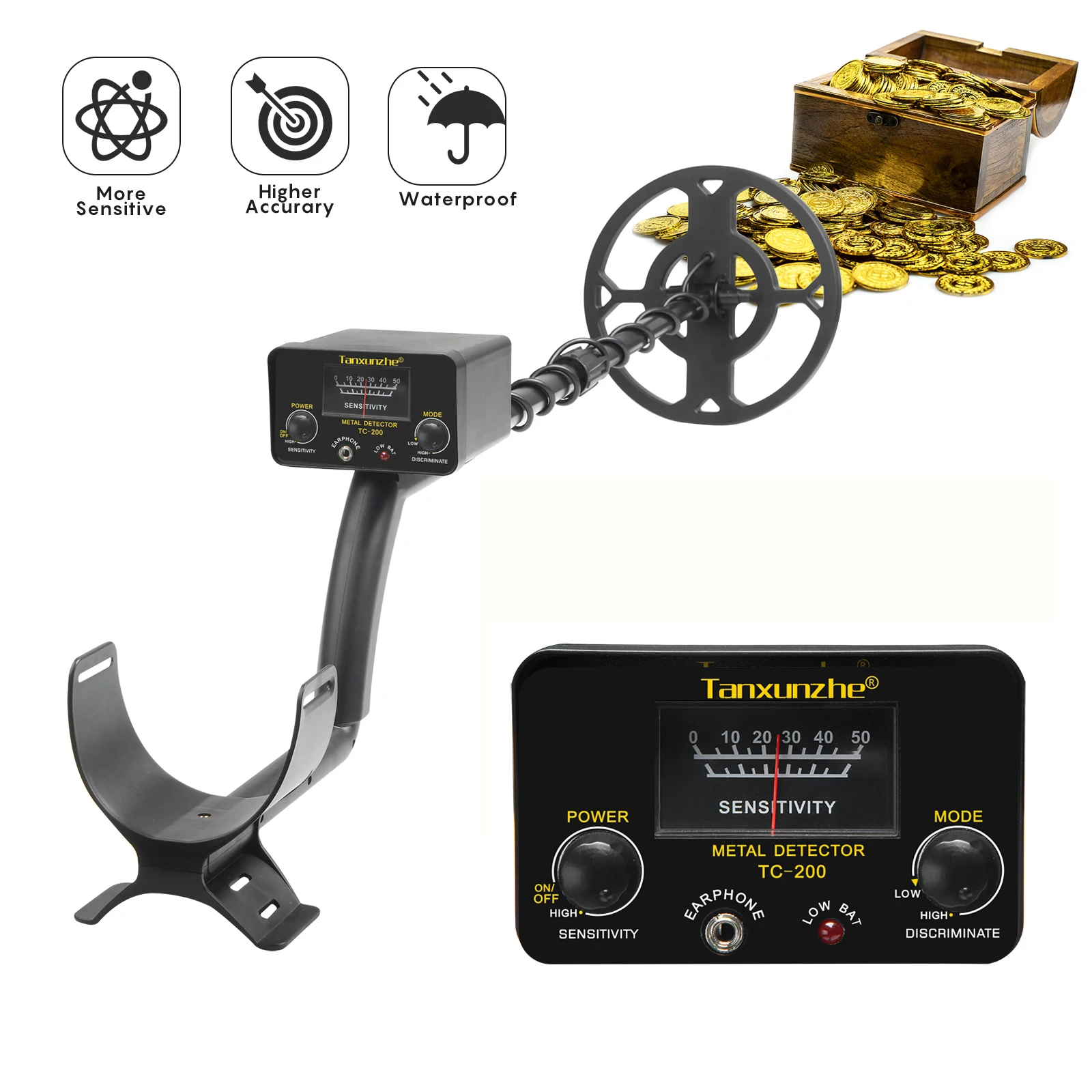 Detector de Metales profesional de TC-200, máquina buscador de oro,  portátil, Cazador de tesoros, Detector de metales impermeable de  profundidad de oro _ - AliExpress Mobile