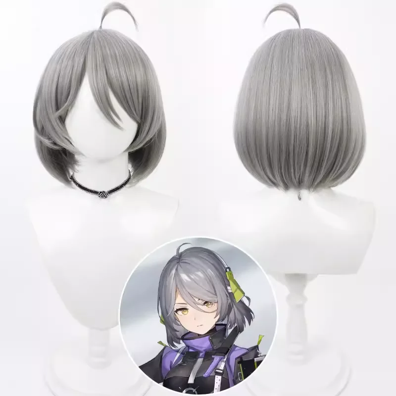 

Snowbreak Acacia Cosplay Wig Short Gray Heat Resistant Synthetic Hair Halloween Role Play Party Carnival + Free Wig Cap