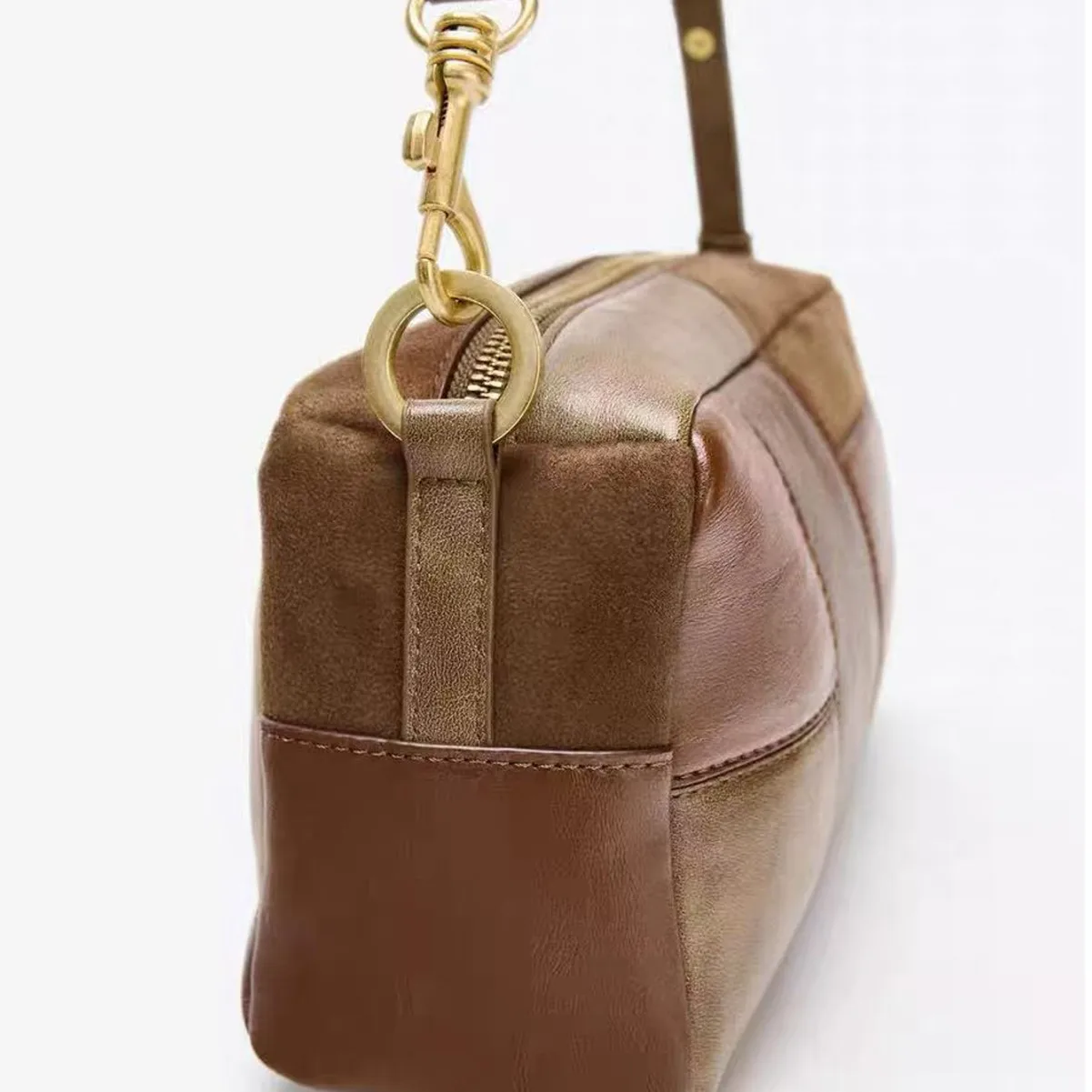 Luxury Design Retro Splicing Bowling Briefcase Shoulder Bag Woman Bags Underarm Tote Hangbag Commute Crossbody Handbags
