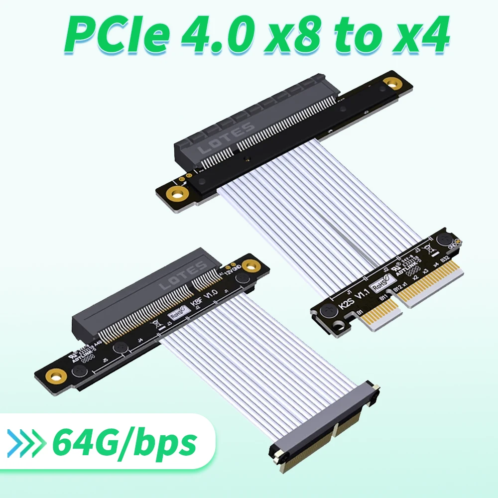 

Riser PCI Express 4.0 X4 To X8 Graphics Card Extension Cable PCI-E4.0 Support RTX3090 RX6800xt Gen4 64G/bps K28SF K28SF-TL