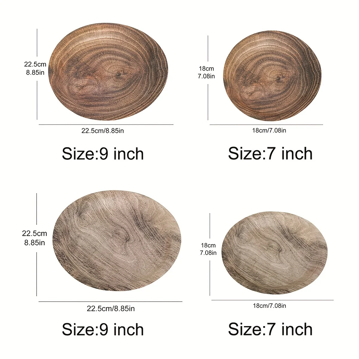 10pcs/Set Retro Imitation Wood Grain Disposable Dining Plate, Wood Grain Decorative Paper Plate Set