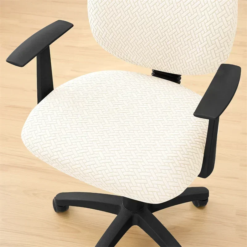 Description Picture 6 of item2pcs/set Split Office Chair Covers Stretch Jacquard Rotating Computer Seat Covers Removable Solid Color Gaming Chair Protector