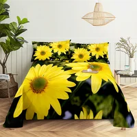 Sunflower Queen Sheet Set Gorgeous Girl, Lovers Room Bedding Set Bed Sheets and Pillowcases Bedding Flat Sheet Bed Sheet Set 2