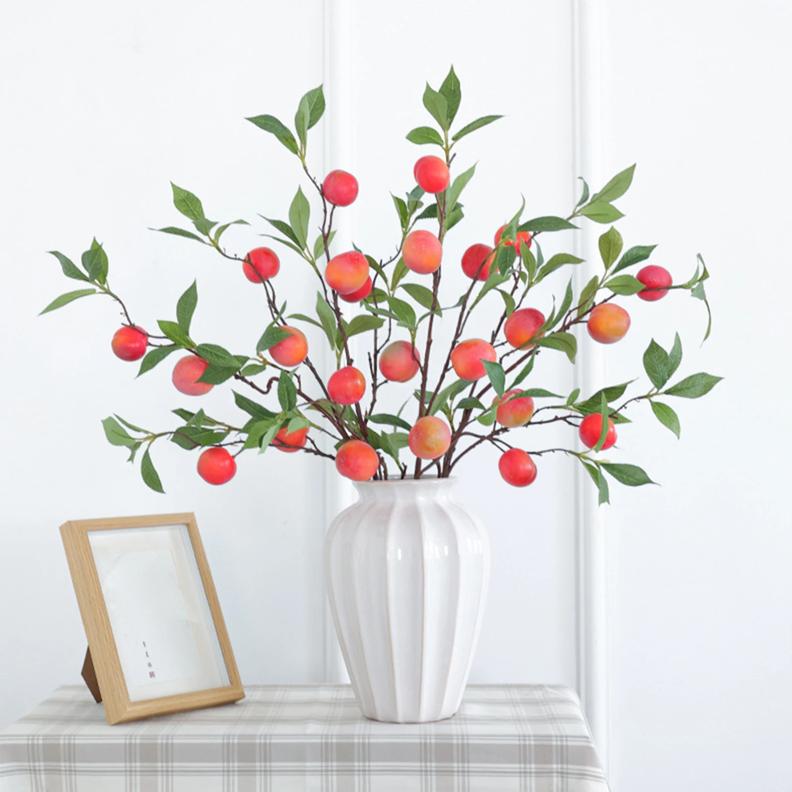 

Artificial Plant Fake Fruit Green Leaves Branches Plastic Simulation Desktop Ornaments Home Party DIY Decorative Props