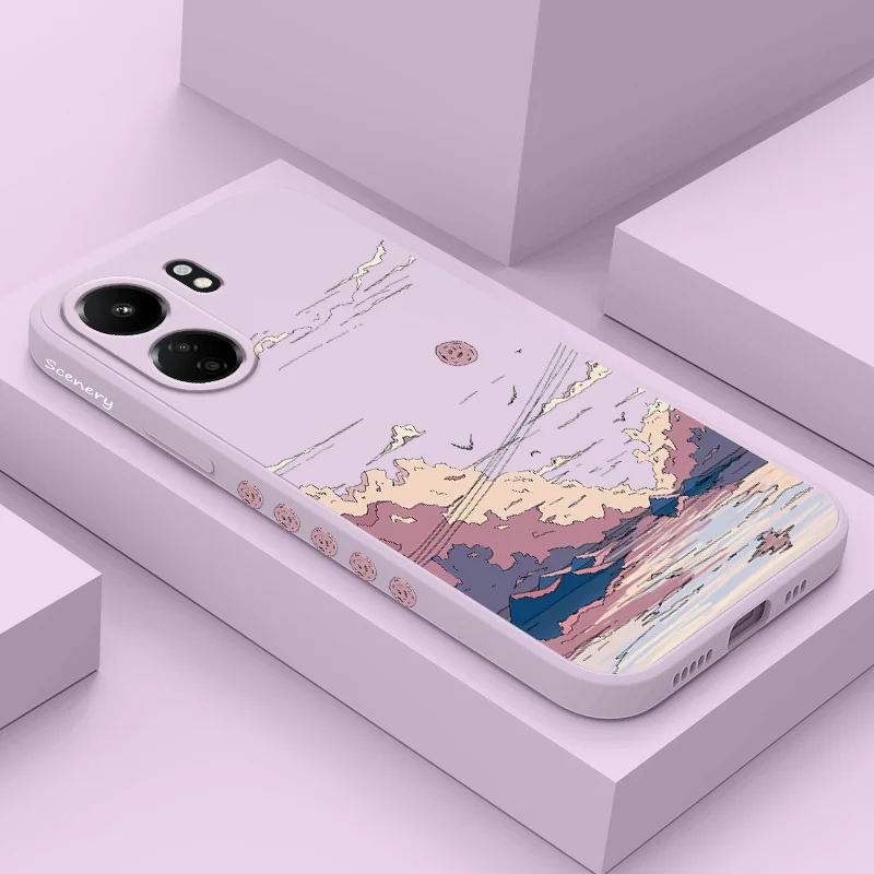 Anime Scenery Silicone Soft Phone Case