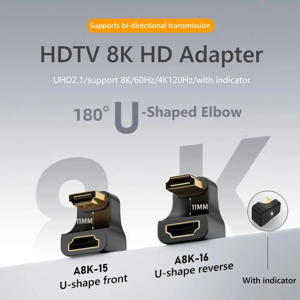 

Portable Male To Female 360 Degree U-shaped Adapter HDMI-Compatible Adapter Converter for HDTV Laptop