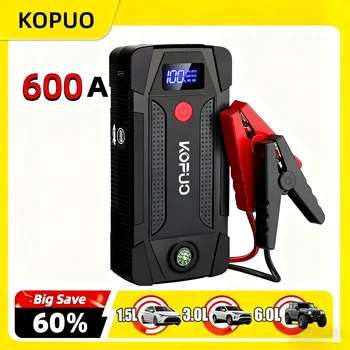 Accumulatori e caricabatterie di riserva per avviamento di emergenza per auto da 600 A, caricabatteria portatile da 12 V e ripetitore di emergenza per gas 5,0 litri/4,0 litri diesel