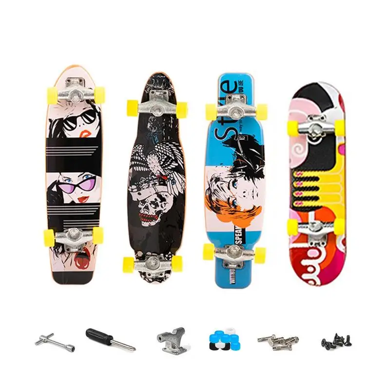 

Finger Skateboards For Kids 4pcs Hand Skateboard Self-Assembly DIY Kit Multi-Colored Mini Skateboards Party Favors For Skate