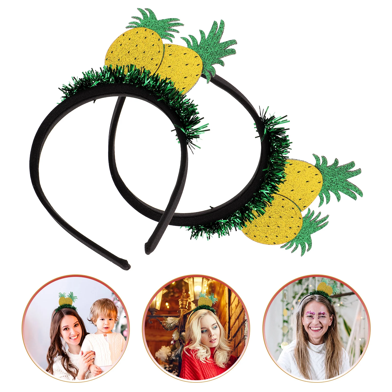 

2 Pcs Headband Party Headdress Festive Supply Flash Creative Pineapple Hairband Fruit Styled Felt Cloth Hoop