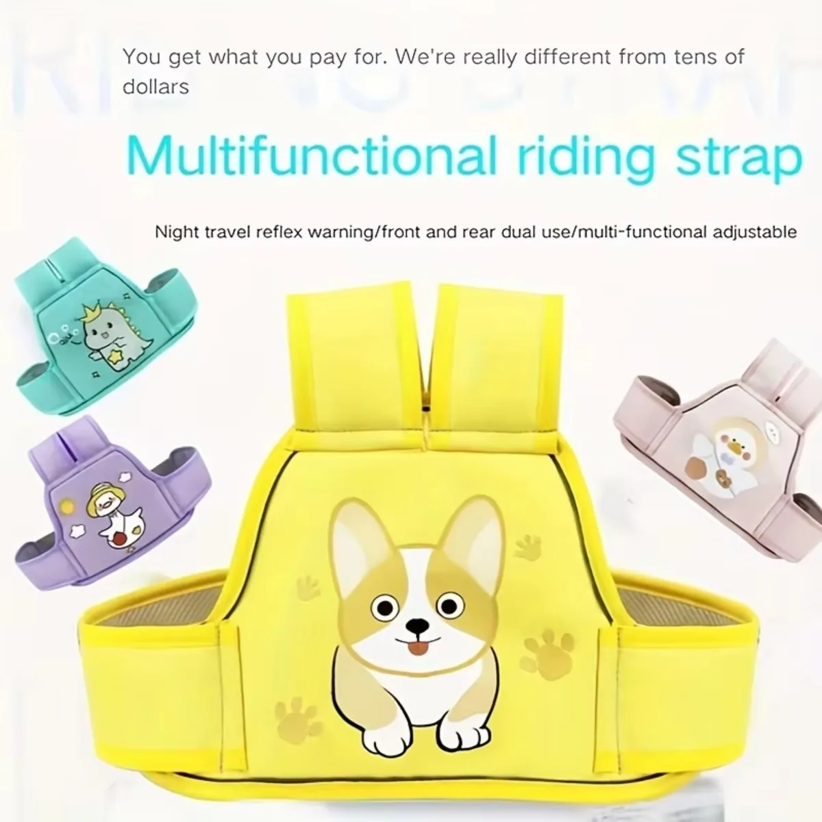 Kid Universal Motorcycle Safety Belt Adjustable Baby Accessories Seat Support Safety Belt Cute Cartoon Antidrop Protect Toddler