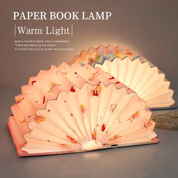 3D Night Light Led Fold Book Lights Color Usb Rechargeable Light Atmosphere Wooden Desk Table Lamp Room Decoration For Kid Gifts 3