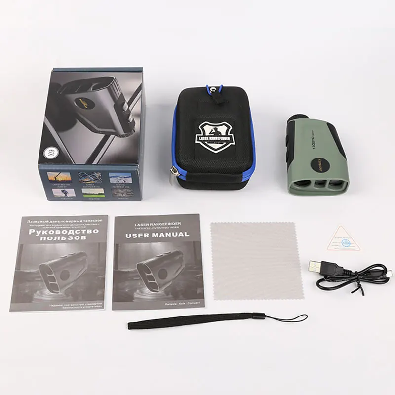 Laser Rangefinder Distance Meter 1300Yard USB Rechargeable Laser Rangefinder Hunting Telescope Distance Meter 750Yard Rangefinder Golf Flag-Lock Vibration
