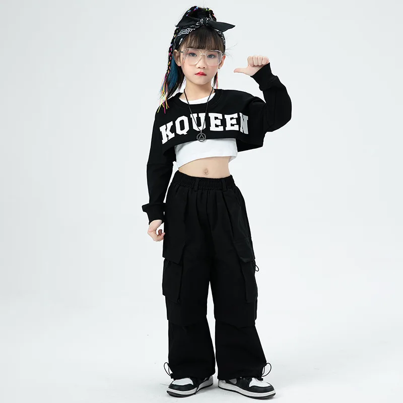 Stylish Cargo Pants and Sweatshirt Set for Girls' Jazz Dance