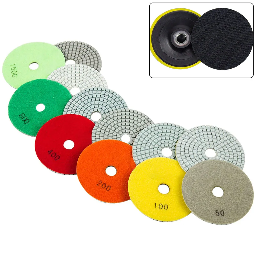 

7pcs 4inch Diamond Polishing Pads Grinding Discs Kit For Marble Granite Concrete Stone Polishing Sanding Disc 50-1500Grit