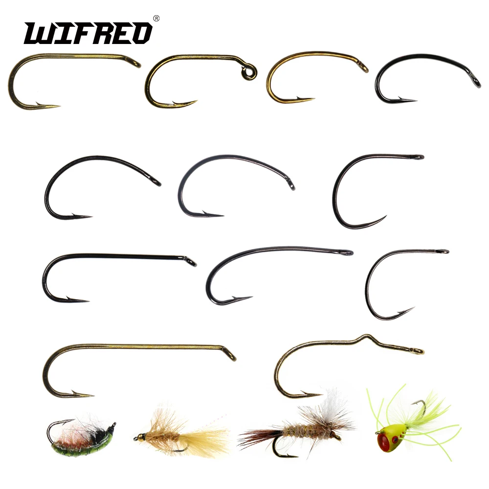 WIFREO 50pcs Fishing Fly Tying Hooks For Dry&Wet&Jig& Nymph&ShrimpCaddis Pupa Streamer High Carbon Steel Fly Fishing Lure Hooks 1pcs golden supplies fly fishing knotter professional portable stainless steel fly tying knotter quick knot tool for fishing