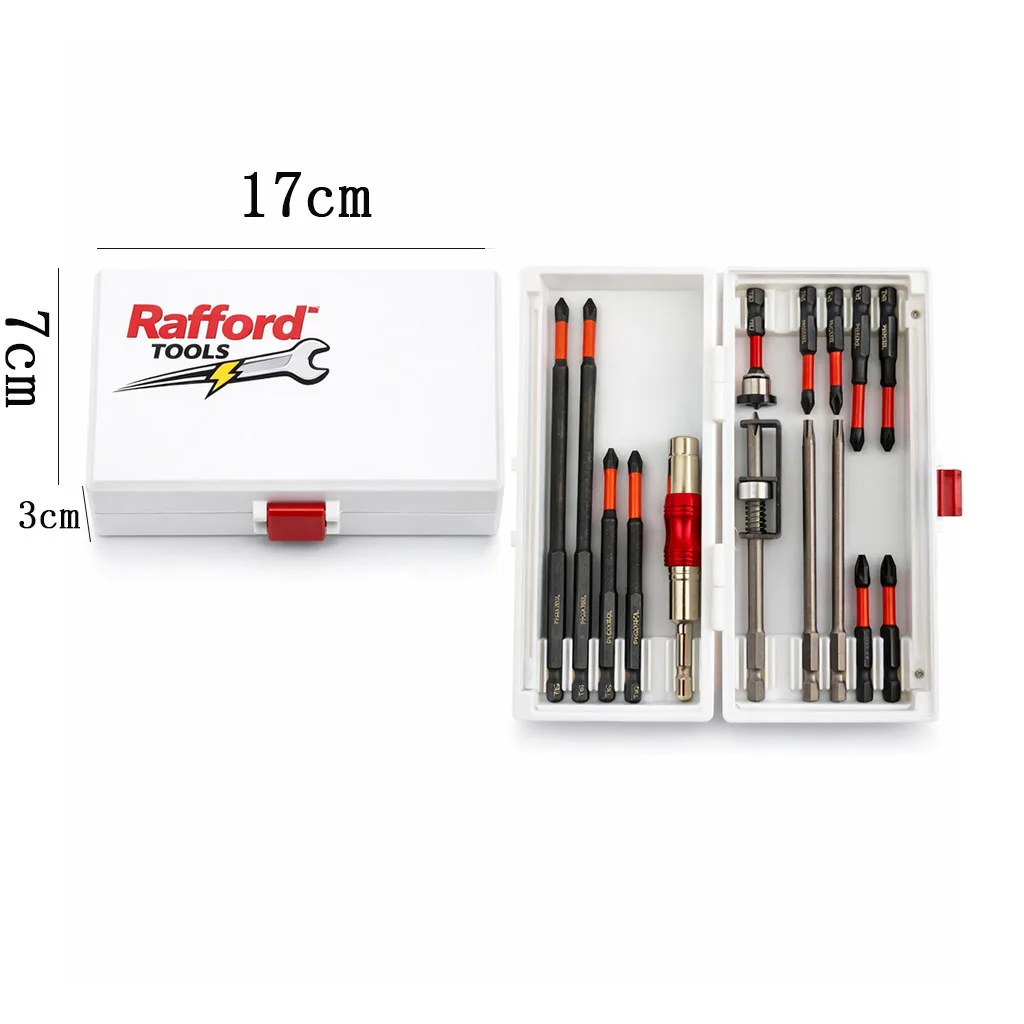 Rafford – jeu de 15 embouts de tournevis magnétiques, embouts de positionnement, embouts Phillips en acier S2, tige d'extension, boîte de rangement, kit d'outils de réparation